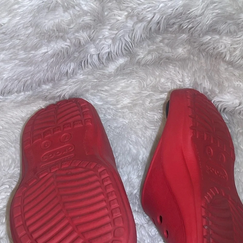 Crocs Red Slide Sandals size 9 men’s 7